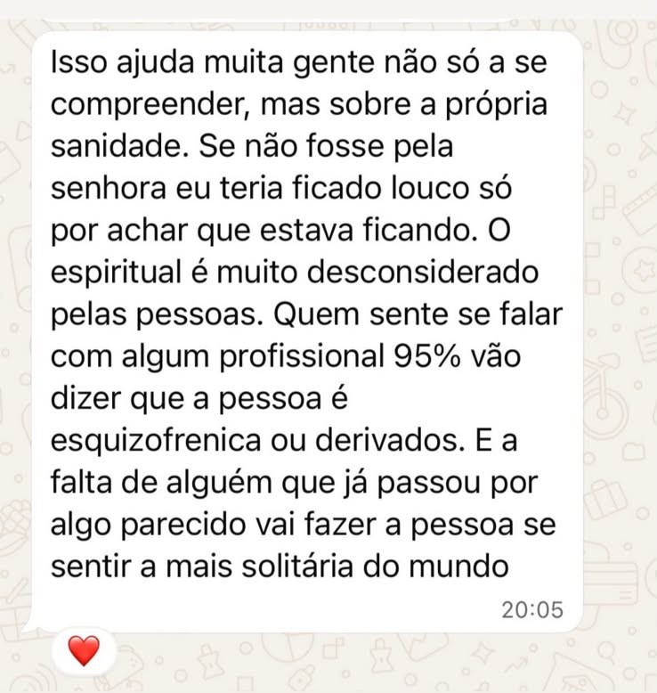 Print de mensagem de Pedro Oliveira sobre compreensão e sanidade